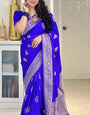 Vestigial Royal Blue Soft Silk Saree With Beleaguer Blouse Piece
