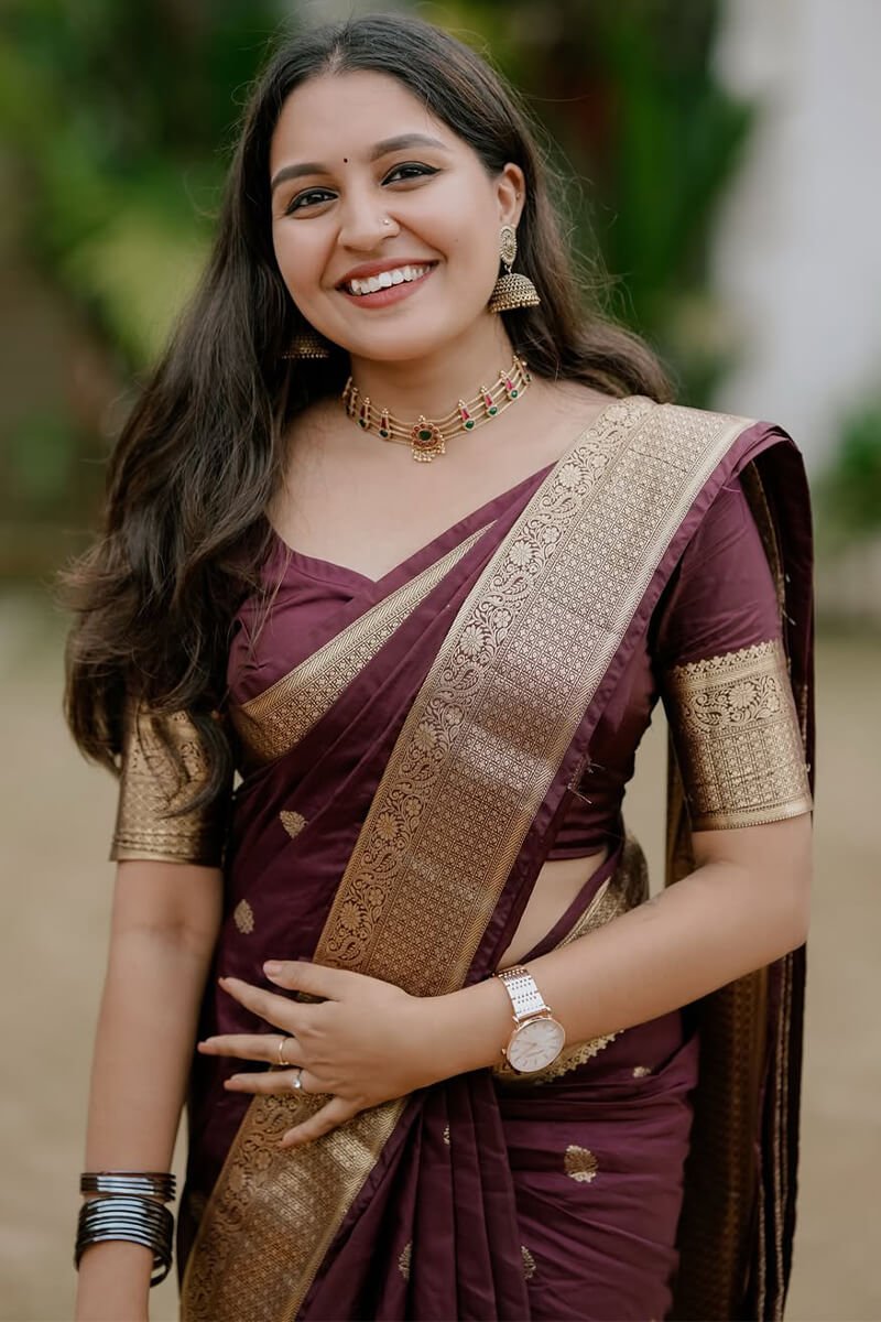 Supernal Wine Soft Silk Saree With Unique Blouse Piece