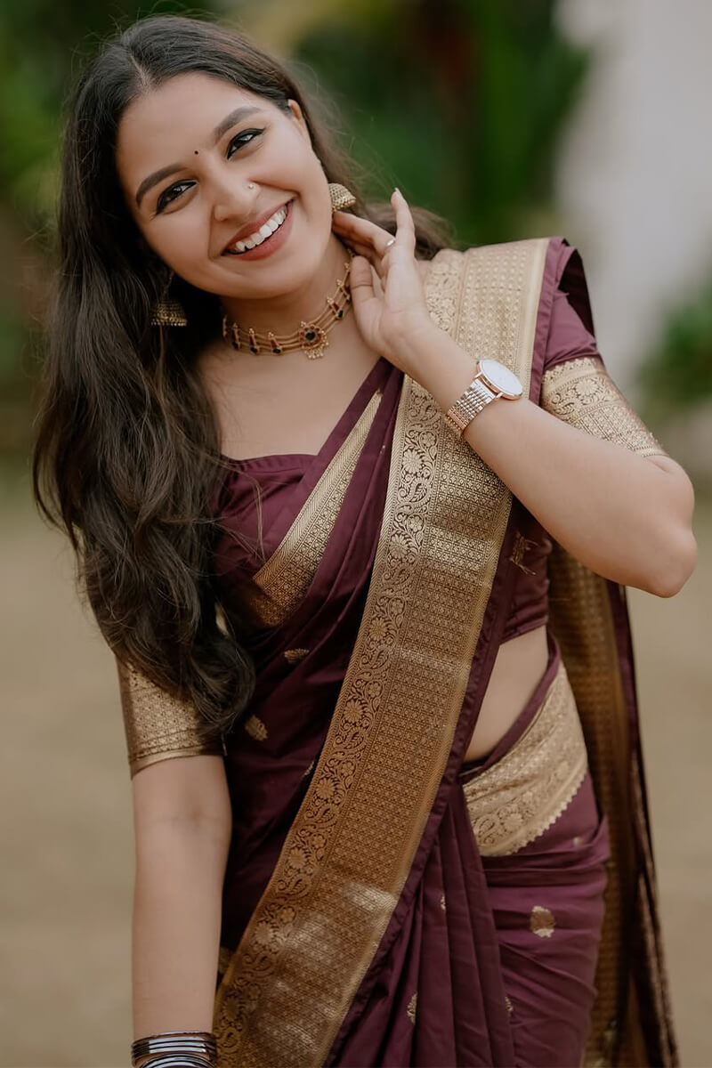 Supernal Wine Soft Silk Saree With Unique Blouse Piece