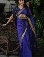 Classy Navy Blue Cotton Silk Saree With Posh Blouse Piece