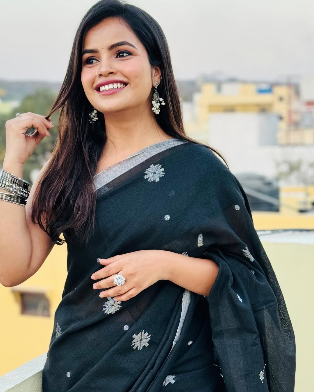 Brood Black Cotton Silk Saree With Mellifluous Blouse Piece