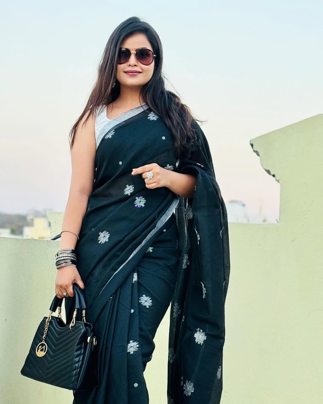 Brood Black Cotton Silk Saree With Mellifluous Blouse Piece