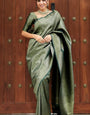 Adorable Dark Green Soft Silk Saree With Beguiling Blouse Piece