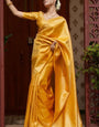 Jubilant Yellow Soft Silk Saree With Adoring Blouse Piece