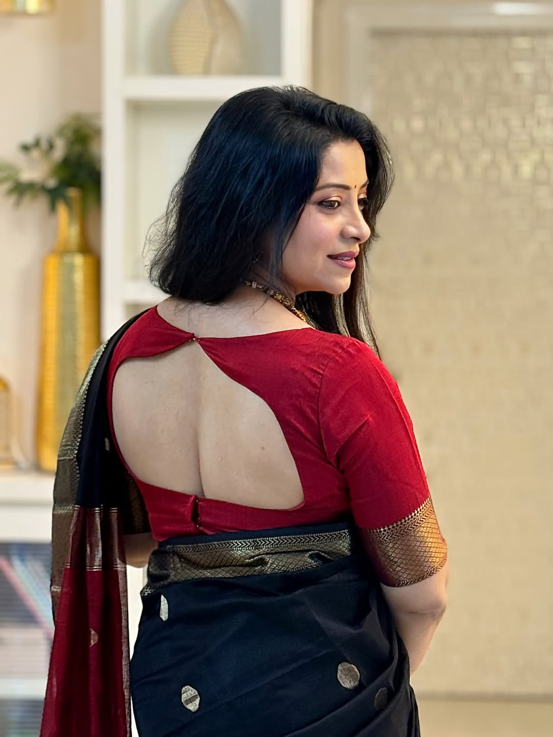 Majestic Black Cotton Silk Saree With Admirable Blouse Piece