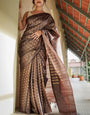 Scrupulous Brown Soft Silk Saree With Exceptional Blouse Piece