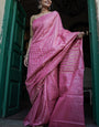 Desiring Pink Soft Silk Saree With Nemesis Blouse Piece