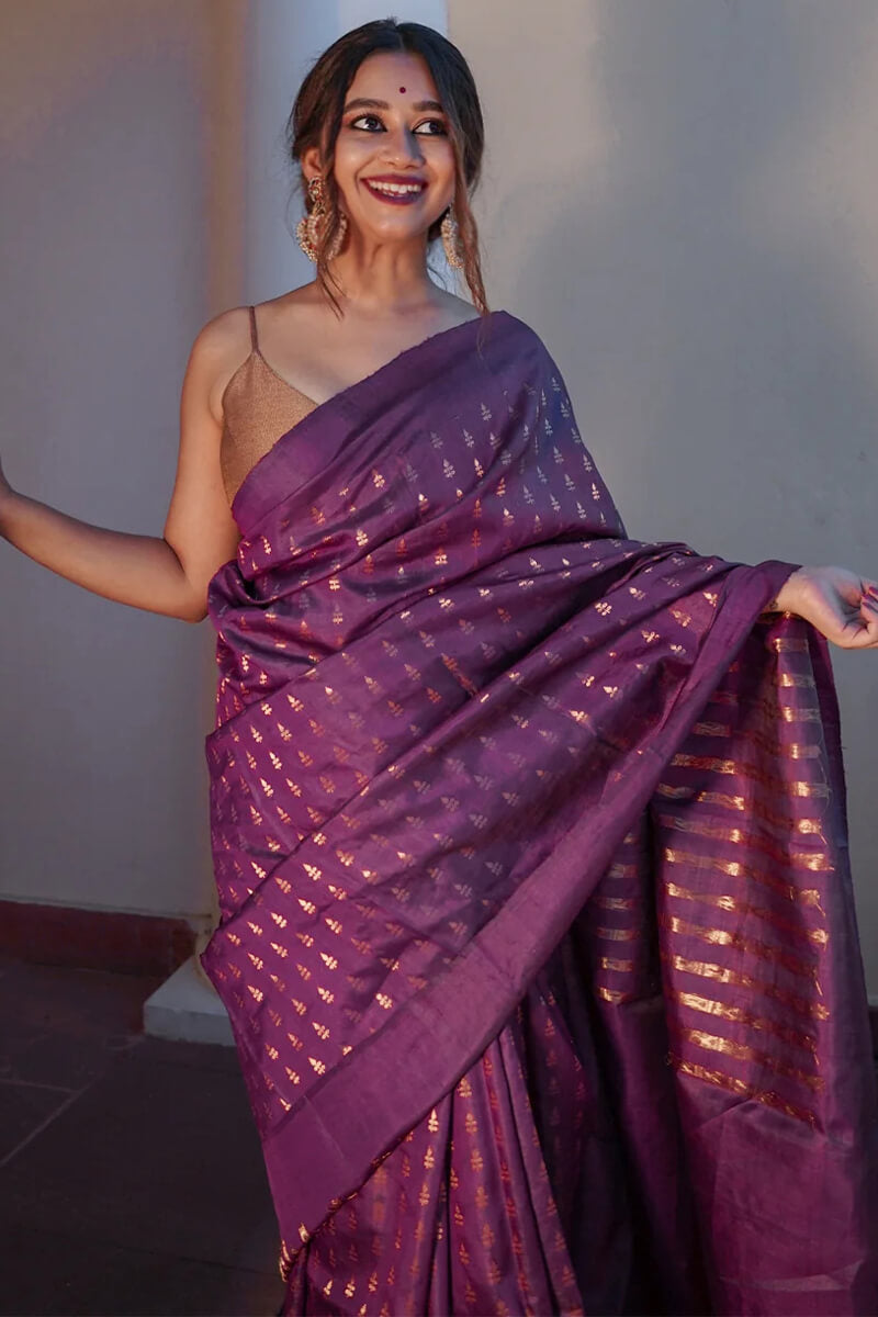 Jazzy Purple Soft Silk Saree With Angelic Blouse Piece