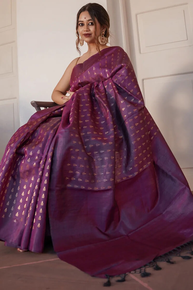 Jazzy Purple Soft Silk Saree With Angelic Blouse Piece
