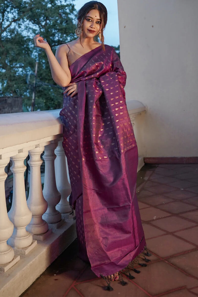 Jazzy Purple Soft Silk Saree With Angelic Blouse Piece