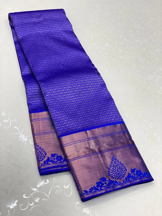 Staring Royal Blue Soft Silk Saree With Ethereal Blouse Piece