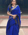 Luminous Royal Blue Soft Silk Saree With Scintillating Blouse Piece
