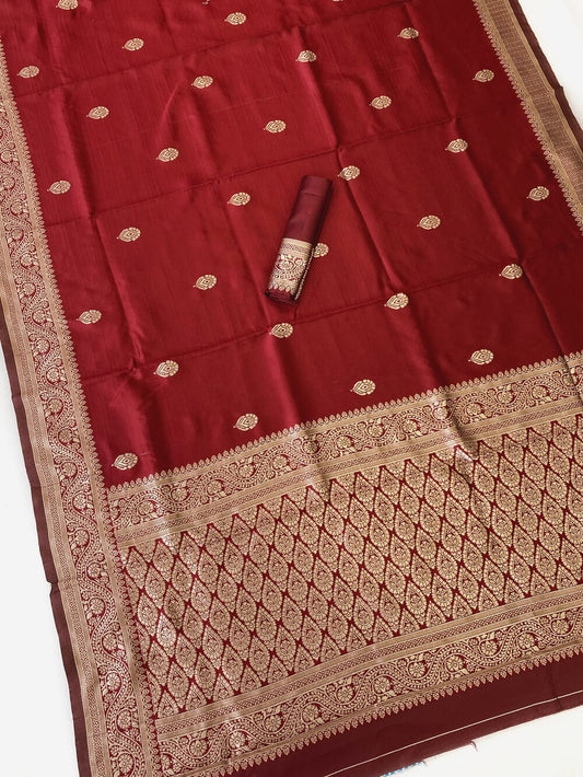 Quintessential Maroon Soft Silk Saree With Adorning Blouse Piece