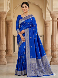 Flattering Royal Blue Soft Silk Saree With Aplomb Blouse Piece