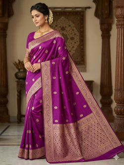 Sizzling Wine Soft Silk Saree With Super classy Blouse Piece