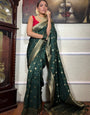 Majesty Dark Green Soft Silk Saree With Sensational Blouse Piece