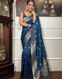 Classy Navy Blue Soft Silk Saree With Bewitching Blouse Piece