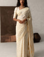 Charming Beige Soft Silk Saree With Elegant Blouse Pieced