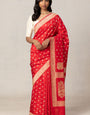 Exquisite Red Soft Silk Saree With Ethereal Blouse Pieced