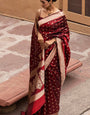 Eloquence Wine Soft Silk Saree With Fantabulous Blouse Pieced