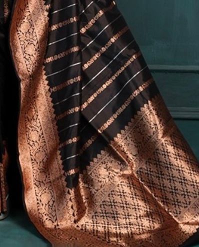 Radiant Black Soft Silk Saree With Jazzy Blouse Piece