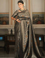 Intricate Black Soft Silk Saree With Staring Blouse Piece