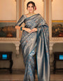 Pleasant Blue Soft Silk Saree With Adorable Blouse Piece