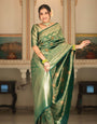 Skinny Green Soft Silk Saree With Extraordinary Blouse Piece