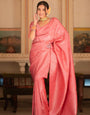 Energetic Pink Soft Silk Saree With Impressive Blouse Piece