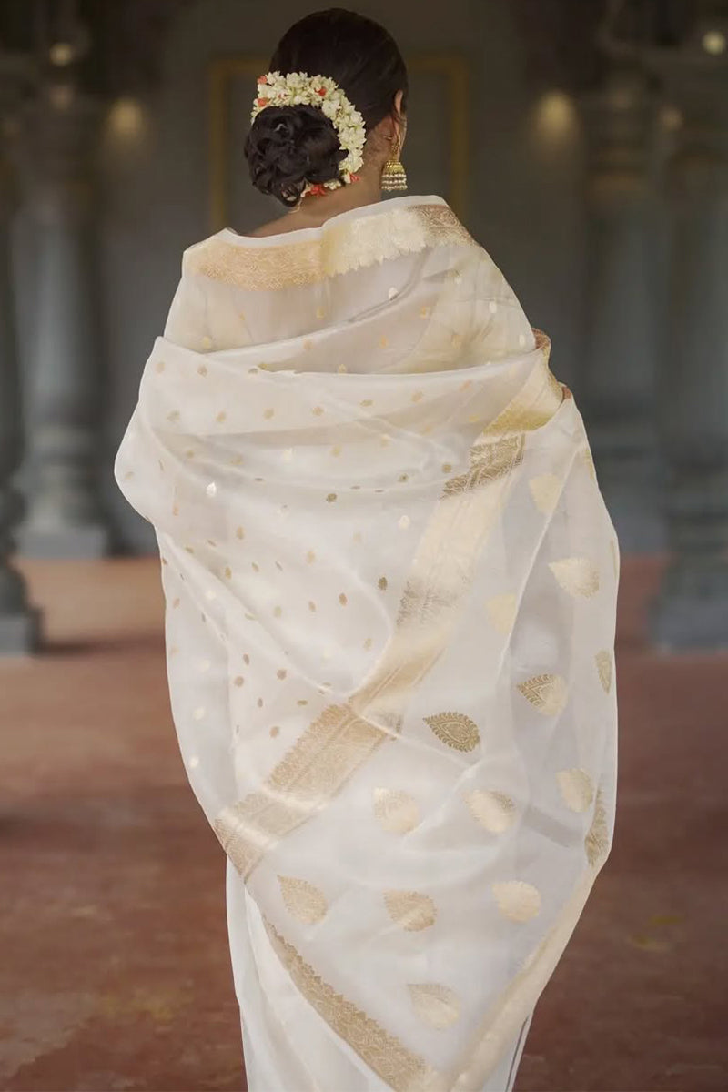 Admirable Off White  Linen Silk Saree With Sumptuous Blouse Piece