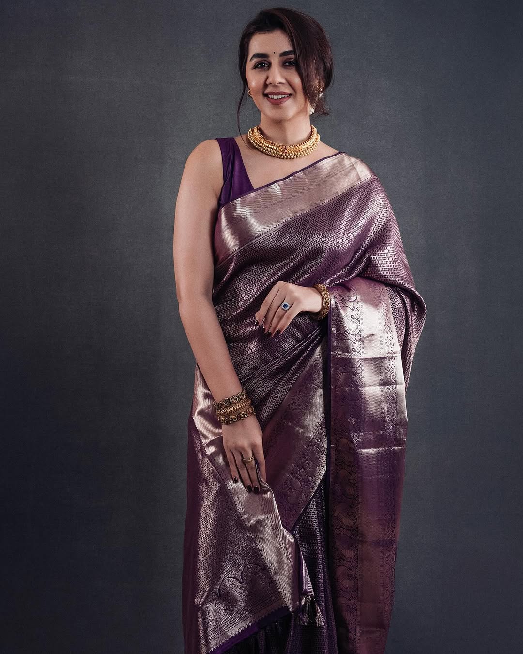 Palimpsest Purple Soft Silk Saree With Epiphany Blouse Piece