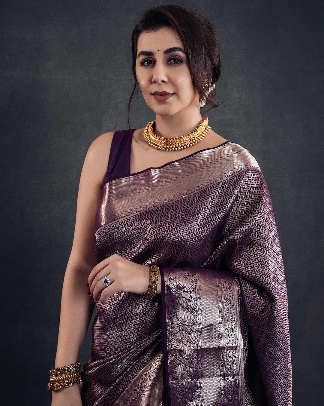 Palimpsest Purple Soft Silk Saree With Epiphany Blouse Piece