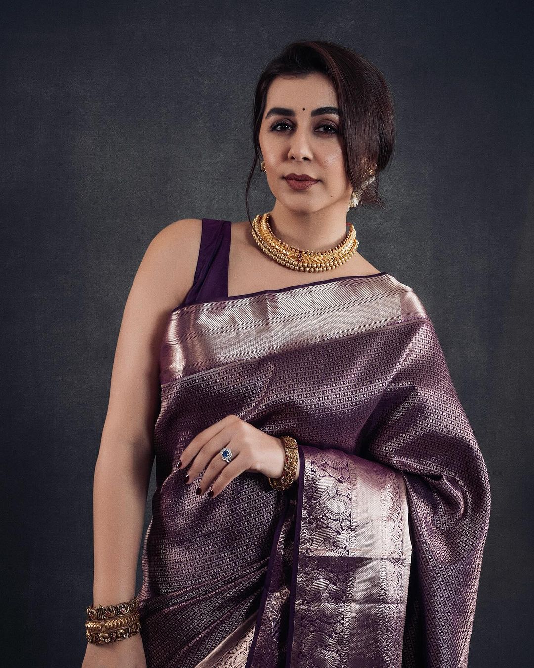 Palimpsest Purple Soft Silk Saree With Epiphany Blouse Piece