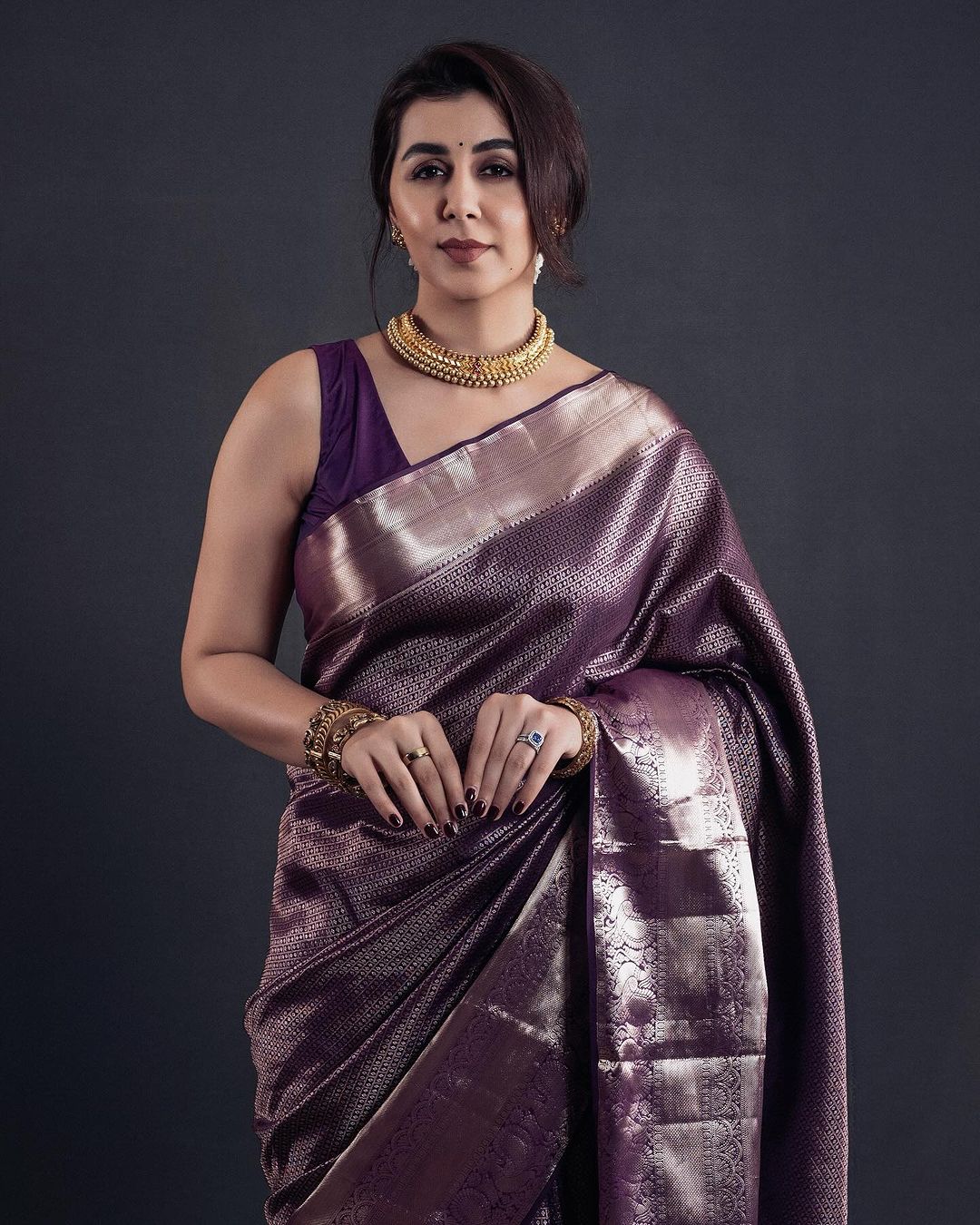 Palimpsest Purple Soft Silk Saree With Epiphany Blouse Piece