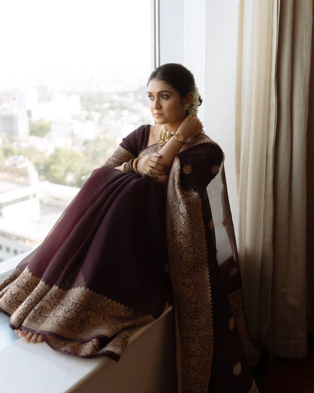 Vivacious Wine Soft Silk Saree With Scrupulous Blouse Piece