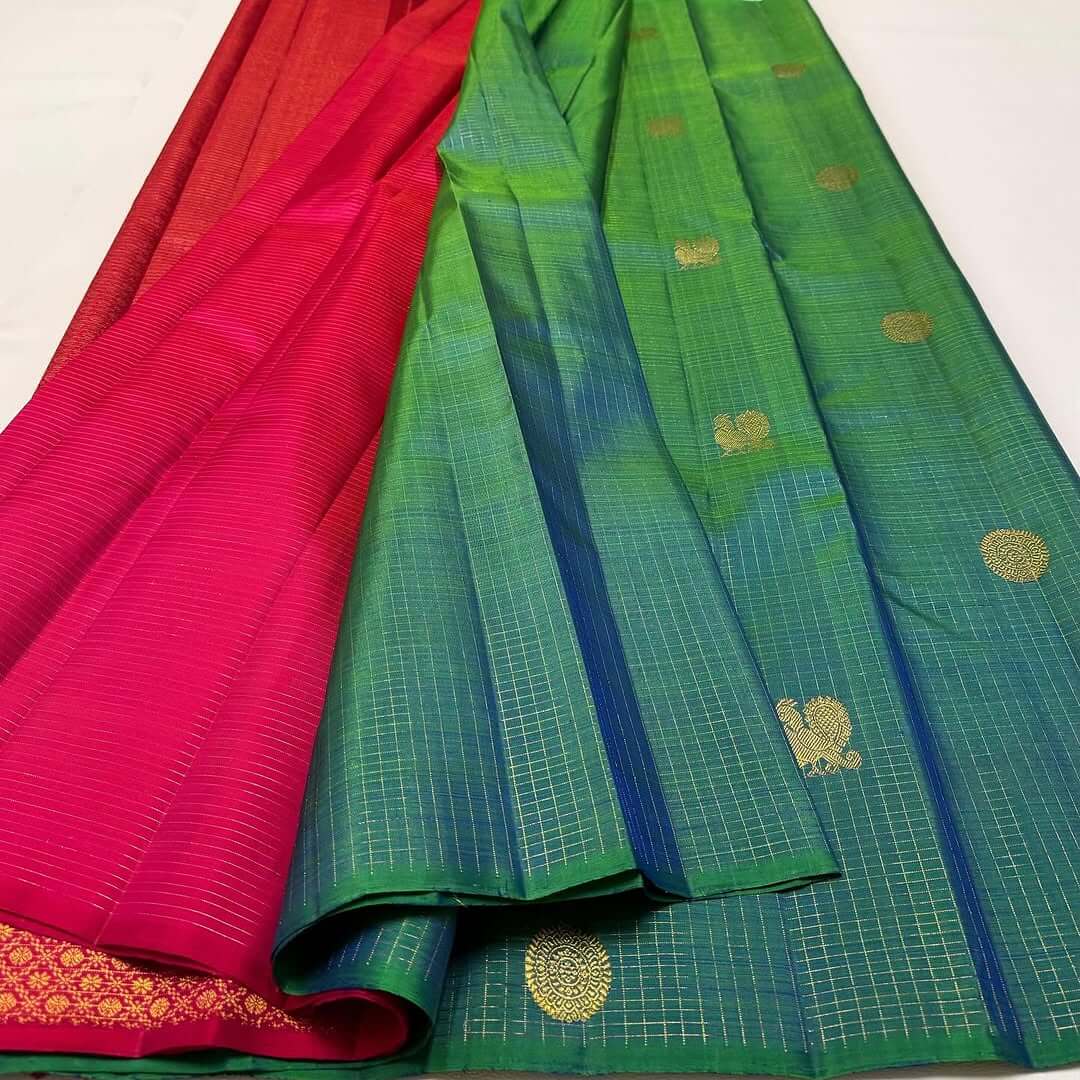 Chatoyant Rama Soft Silk Saree With Dazzling Blouse Piece