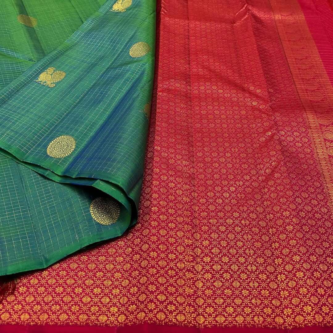 Chatoyant Rama Soft Silk Saree With Dazzling Blouse Piece