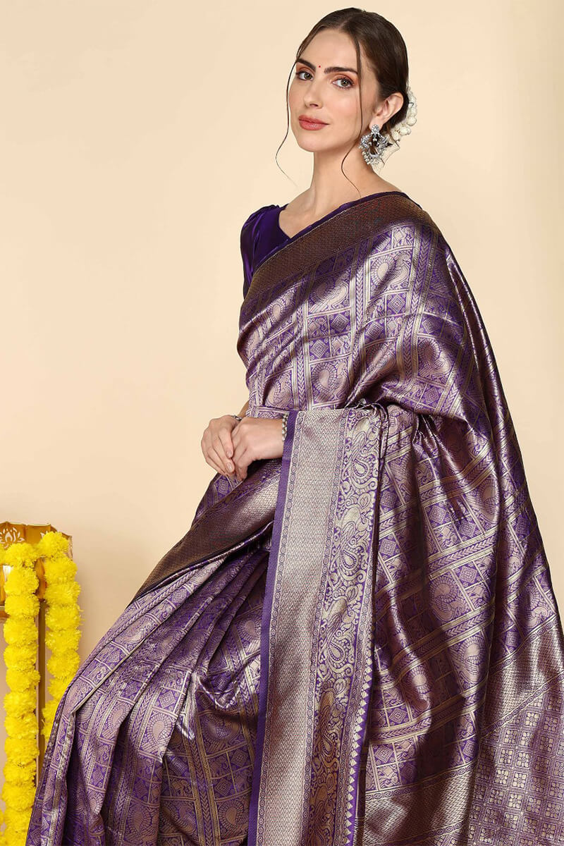 Gratifying Royal Blue Soft Silk Saree With Impressive Blouse Pieced