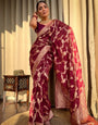 Enigmatic Wine Soft Silk Saree With Beauteous Blouse Piece