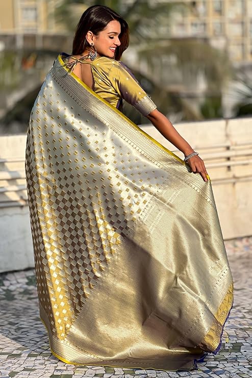 Unique Mustard Soft Silk Saree With Ratatouille Blouse Piece