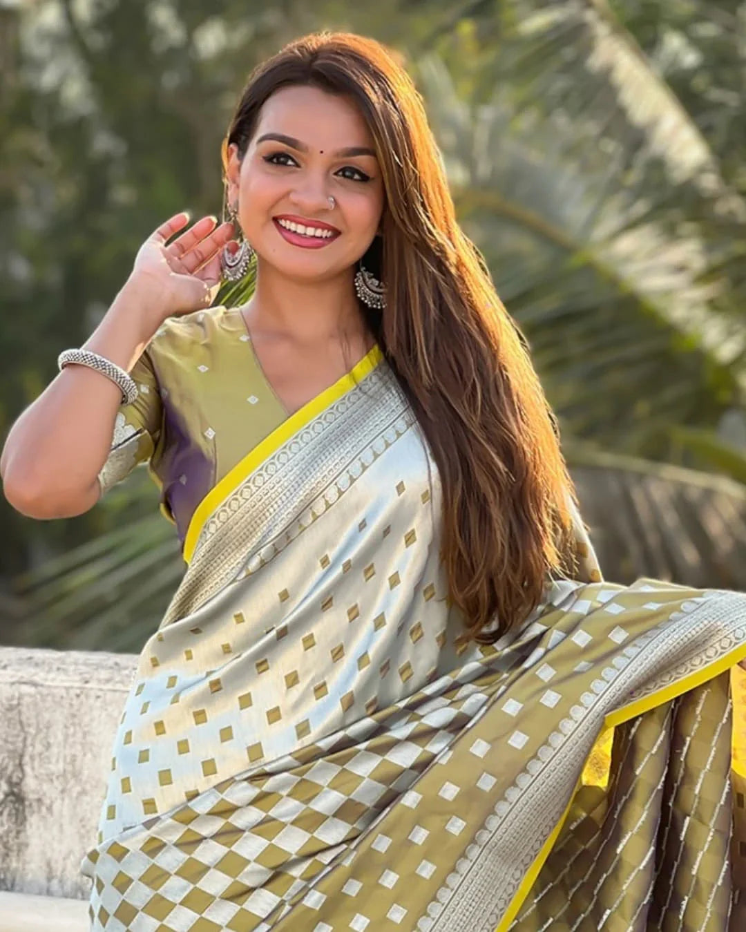 Unique Mustard Soft Silk Saree With Ratatouille Blouse Piece