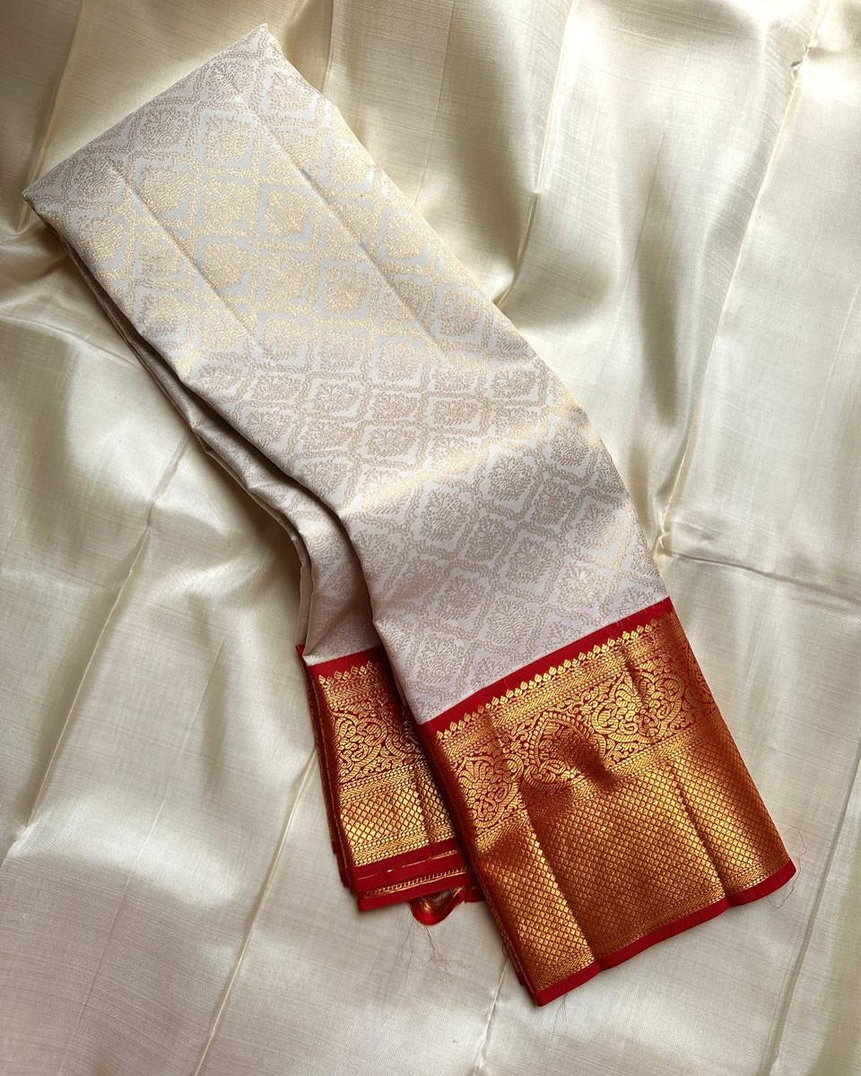 Delightful Beige Soft Silk Saree With Breathtaking Blouse Piece