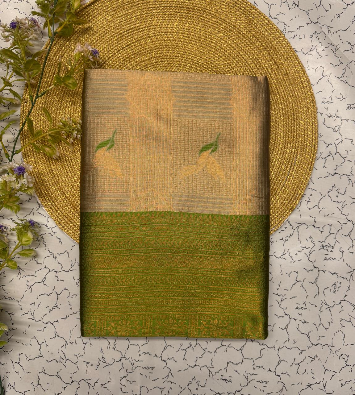 Brood Beige Soft Banarasi Silk Saree With Ephemeral Blouse Piece