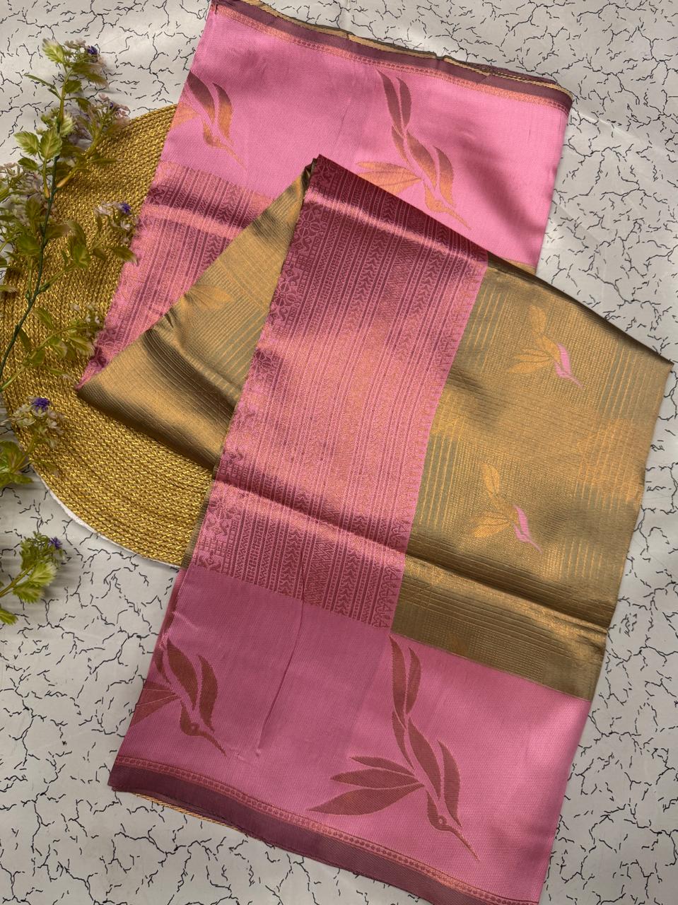 Ephemeral Beige Soft Banarasi Silk Saree With Woebegone Blouse Piece