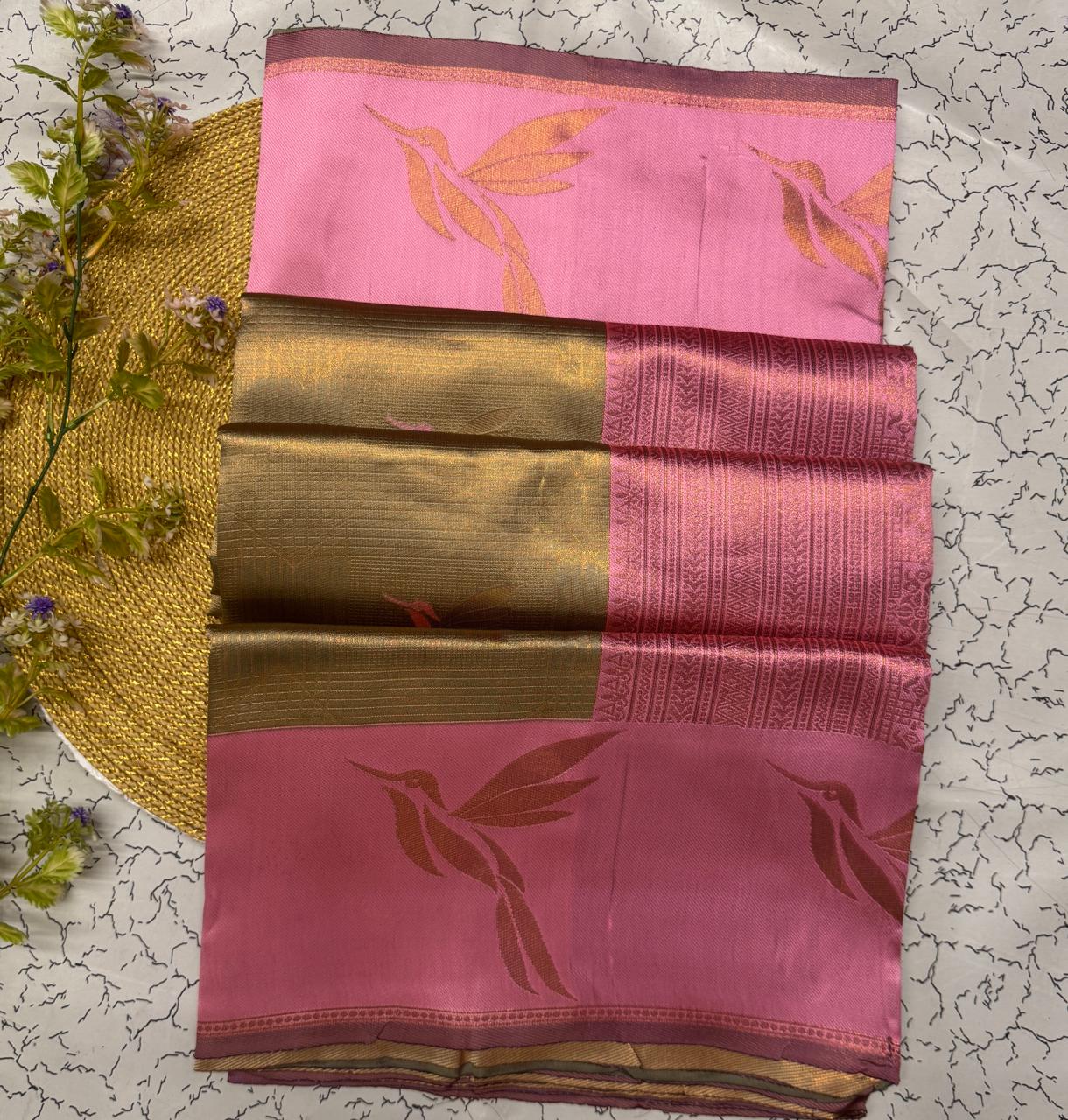 Ephemeral Beige Soft Banarasi Silk Saree With Woebegone Blouse Piece