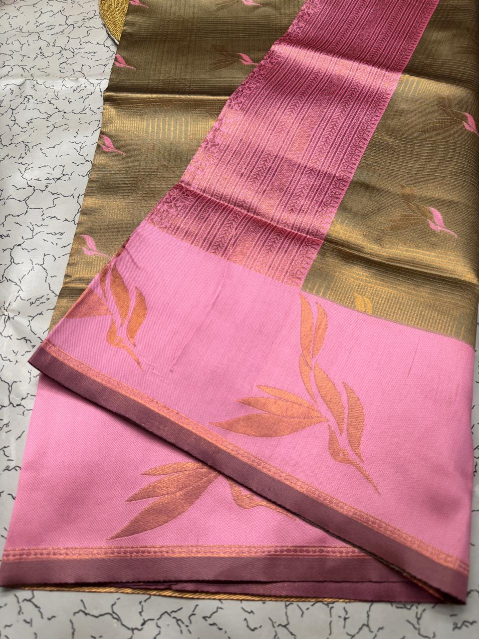 Ephemeral Beige Soft Banarasi Silk Saree With Woebegone Blouse Piece