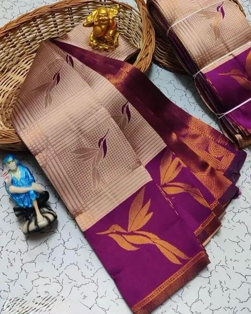 Felicitous Beige Soft Banarasi Silk Saree With Flattering Blouse Piece