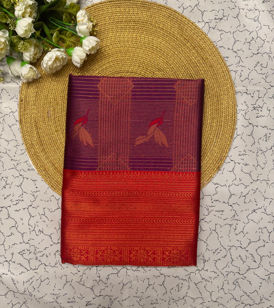 Epiphany Purple Soft Banarasi Silk Saree With Inspiring Blouse Piece