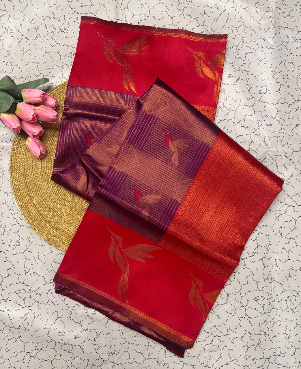 Epiphany Purple Soft Banarasi Silk Saree With Inspiring Blouse Piece