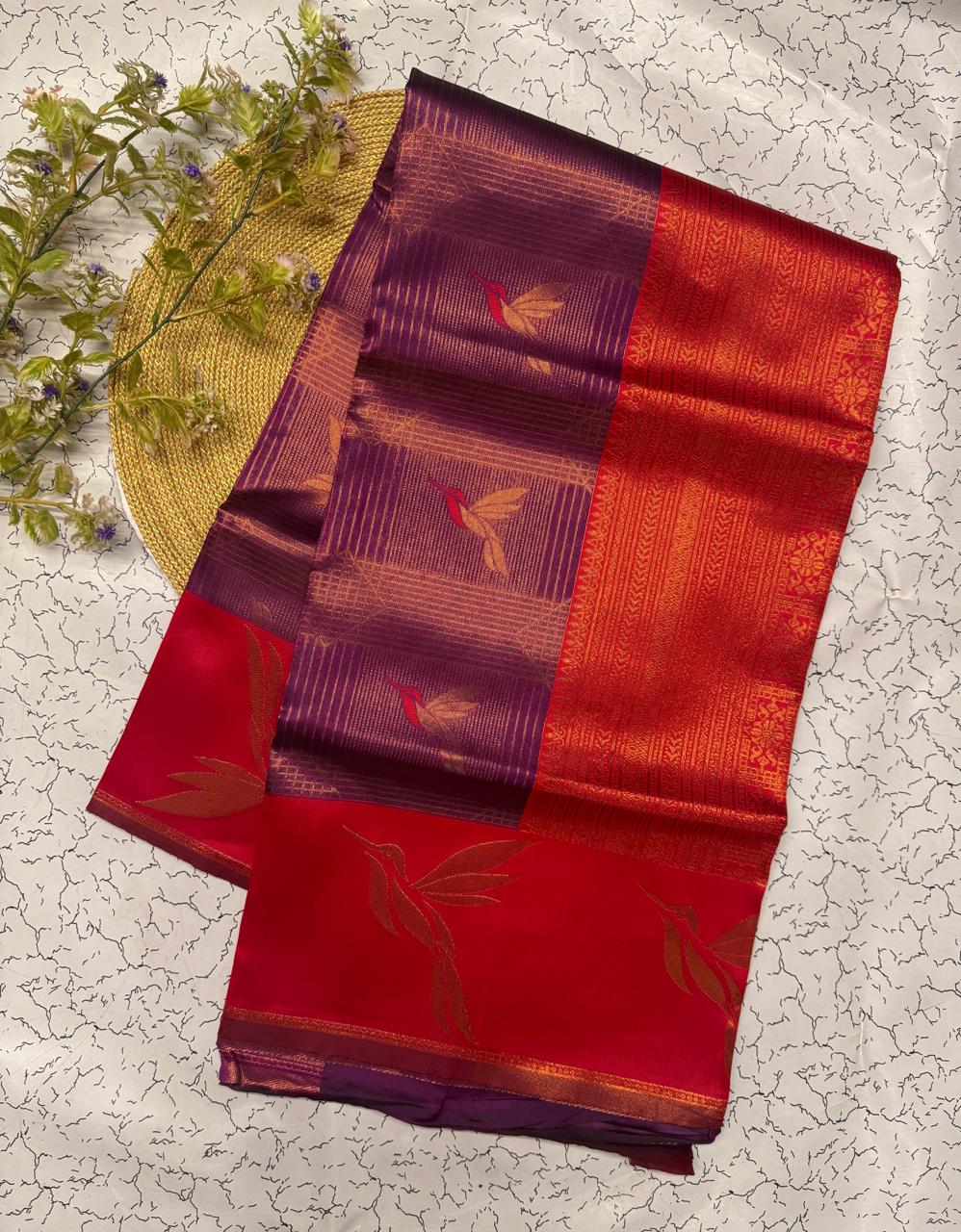 Epiphany Purple Soft Banarasi Silk Saree With Inspiring Blouse Piece